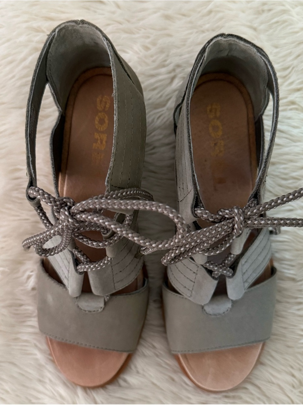 Sorel Olive Suede Lace-Up Joanie II Gladiator Sandals - Picture 2 of 7